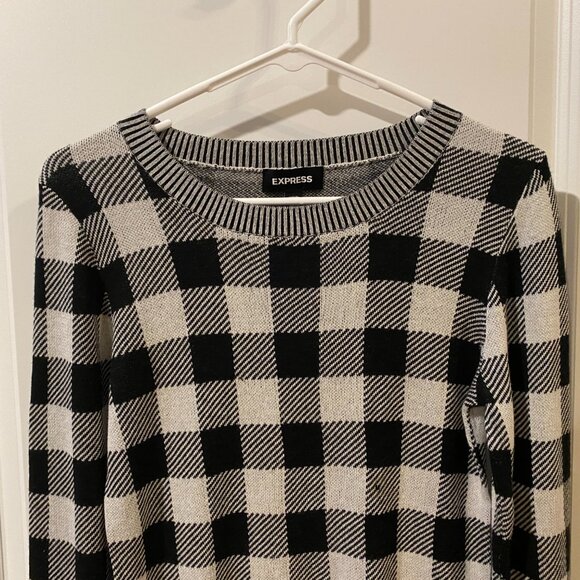 Express Black and White Checkerboard Print Top  Size Medium NWT - Picture 3 of 8